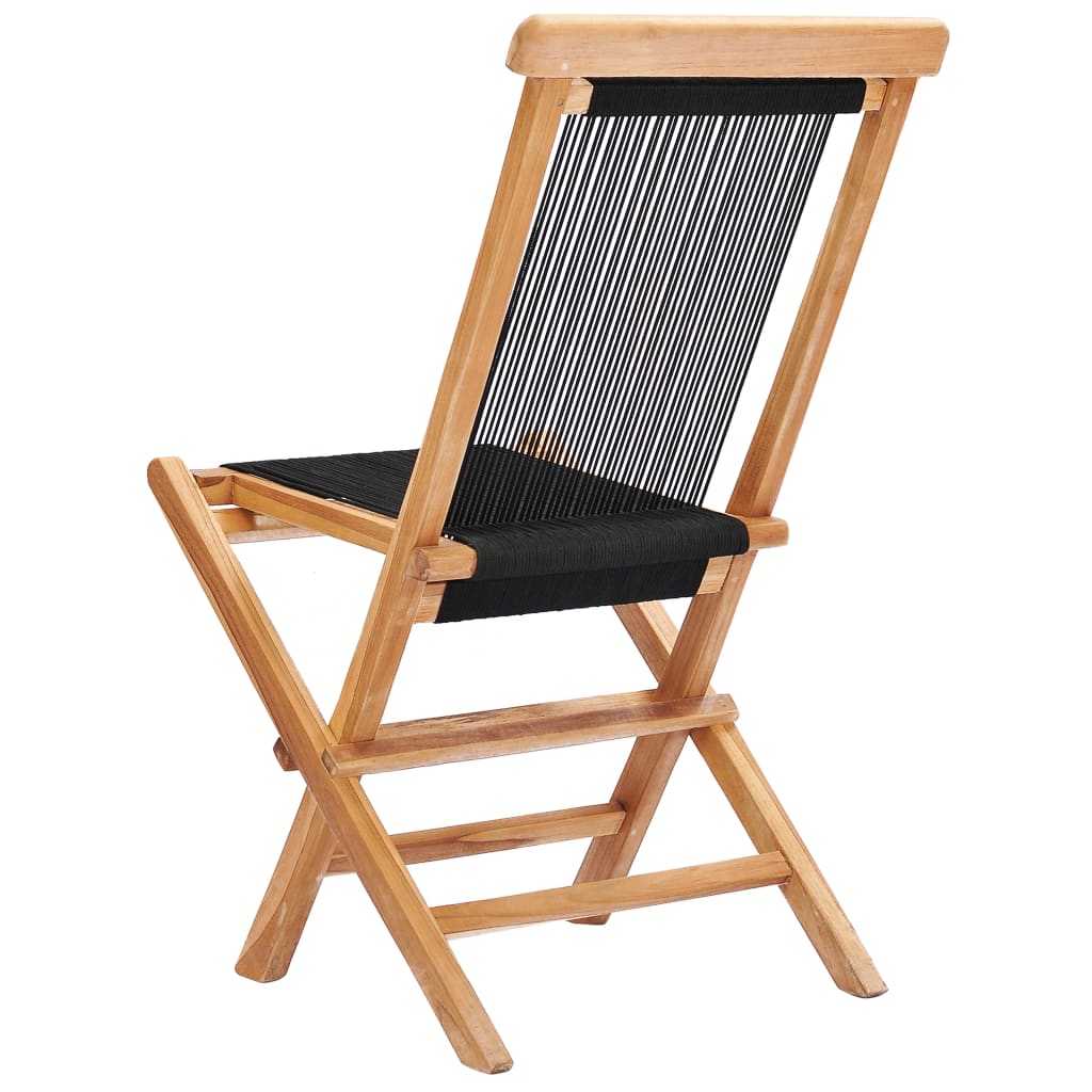 Cadeiras de jardim dobráveis 2 pcs madeira teca maciça e corda