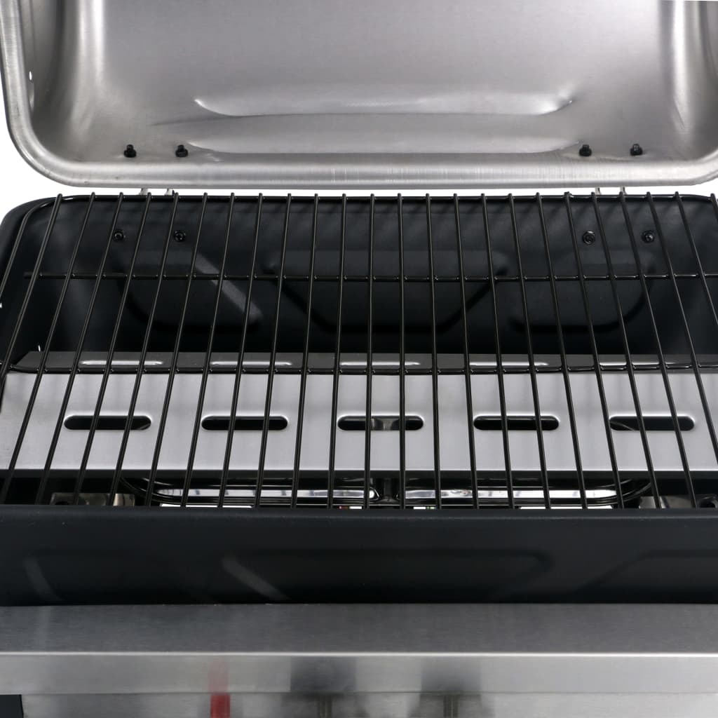 Grelhador/BBQ gás mesa de apoio 3 prateleiras preto e prateado
