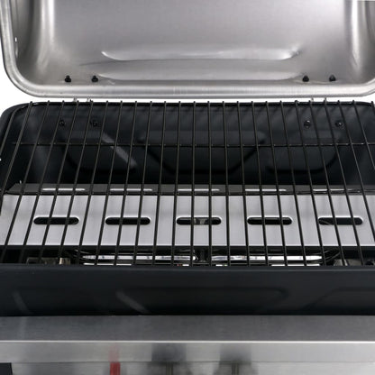 Grelhador/BBQ gás mesa de apoio 3 prateleiras preto e prateado