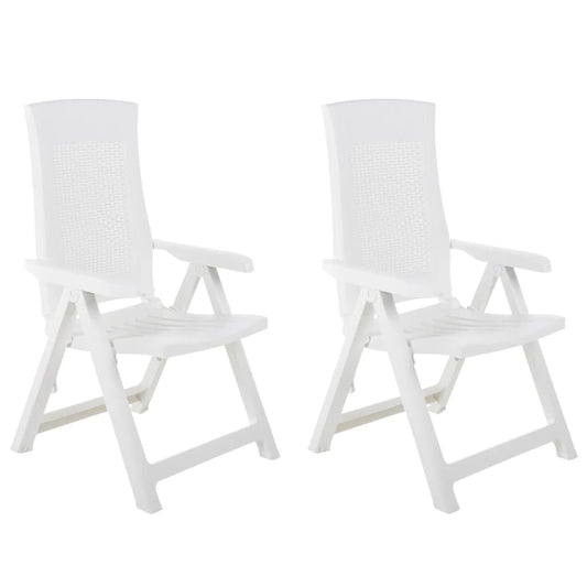 Cadeiras de jardim reclináveis 2 pcs plástico branco