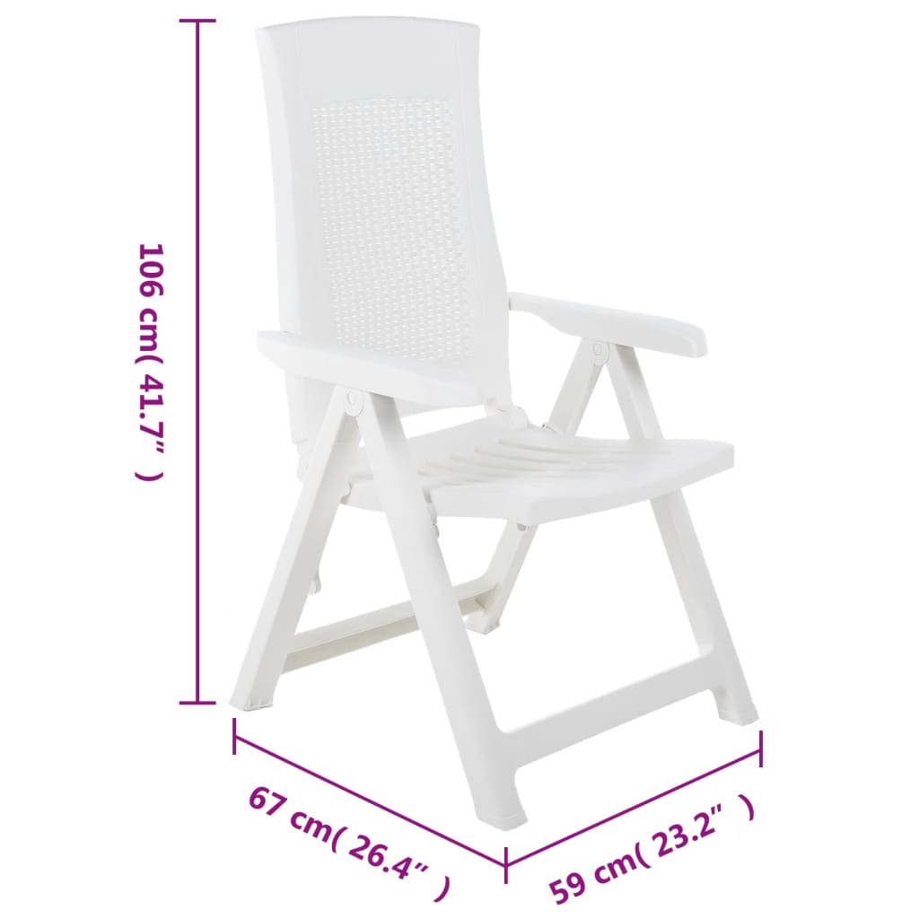 Cadeiras de jardim reclináveis 2 pcs plástico branco