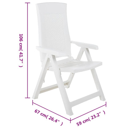 Cadeiras de jardim reclináveis 2 pcs plástico branco