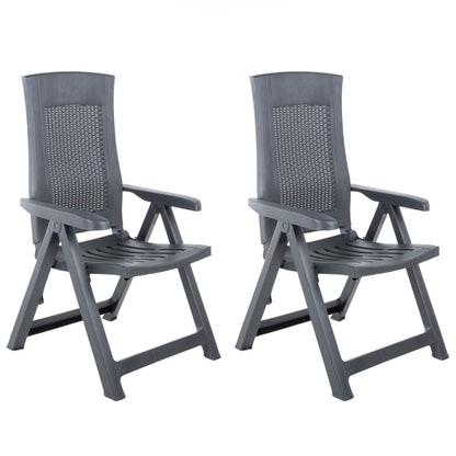 Cadeiras de jardim reclináveis 2 pcs plástico antracite