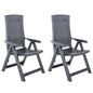 Cadeiras de jardim reclináveis 2 pcs plástico antracite