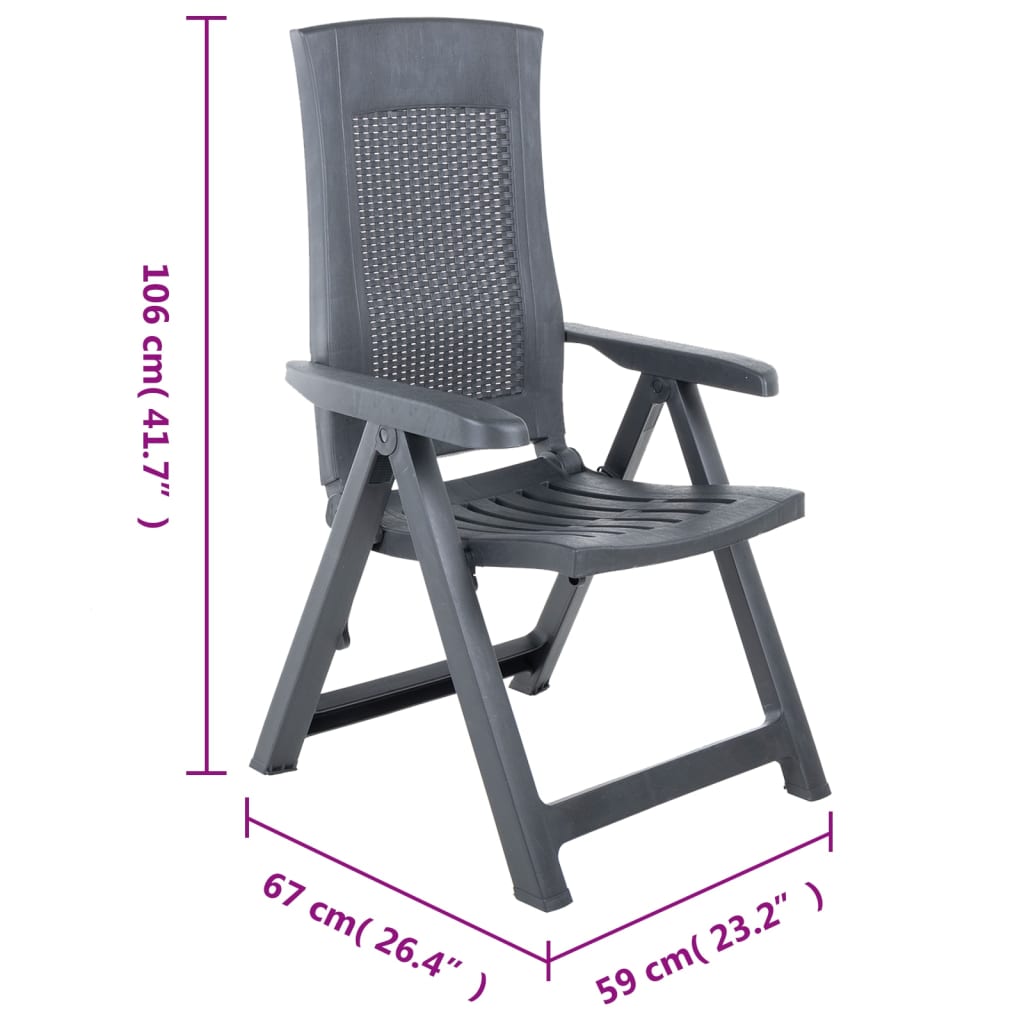 Cadeiras de jardim reclináveis 2 pcs plástico antracite