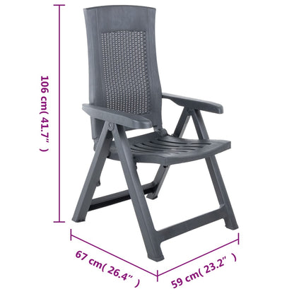 Cadeiras de jardim reclináveis 2 pcs plástico antracite