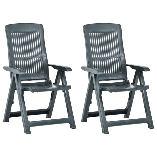 Cadeiras de jardim reclináveis 2 pcs plástico verde