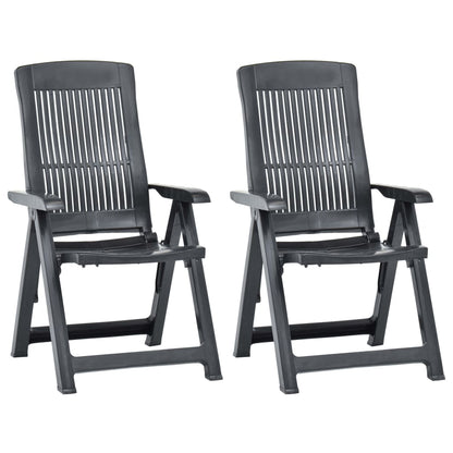 Cadeiras de jardim reclináveis 2 pcs plástico antracite