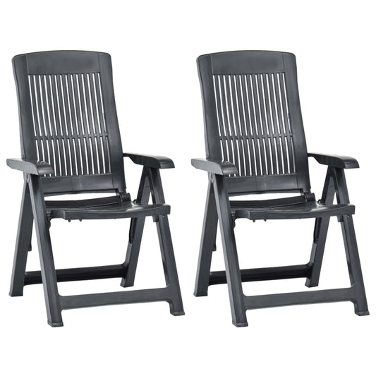 Cadeiras de jardim reclináveis 2 pcs plástico antracite