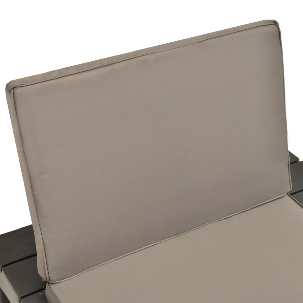 Cadeira lounge de jardim com almofadão plástico antracite