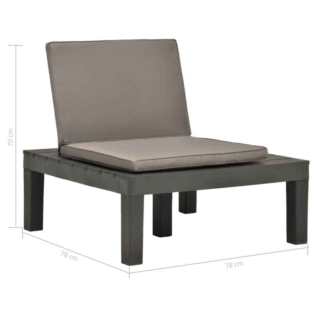 Cadeira lounge de jardim com almofadão plástico antracite