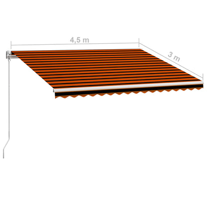 Toldo retrátil manual 450x300 cm laranja e castanho