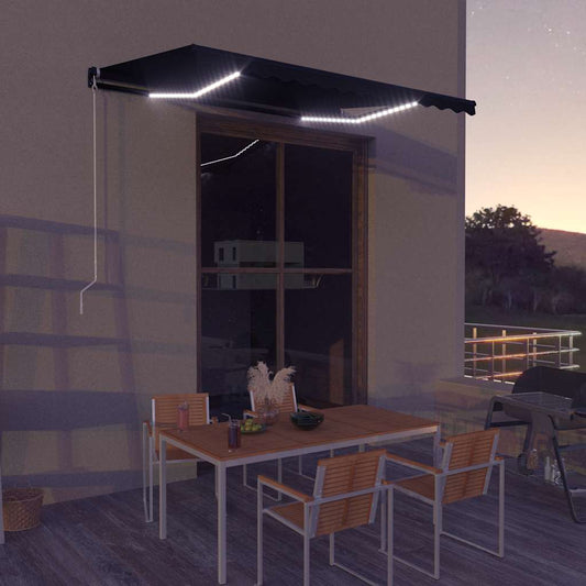 Toldo retrátil manual c/ LED 350x250 cm antracite