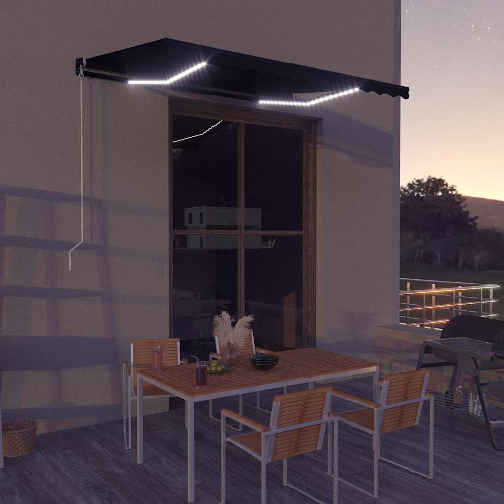 Toldo retrátil manual c/ LED 350x250 cm antracite