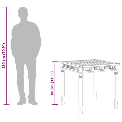 Mesa de jantar para jardim 80x80x80 cm madeira de teca maciça