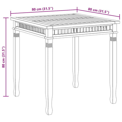 Mesa de jantar para jardim 80x80x80 cm madeira de teca maciça