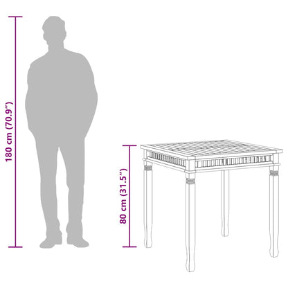 Mesa de jantar para jardim 80x80x80 cm madeira de teca maciça