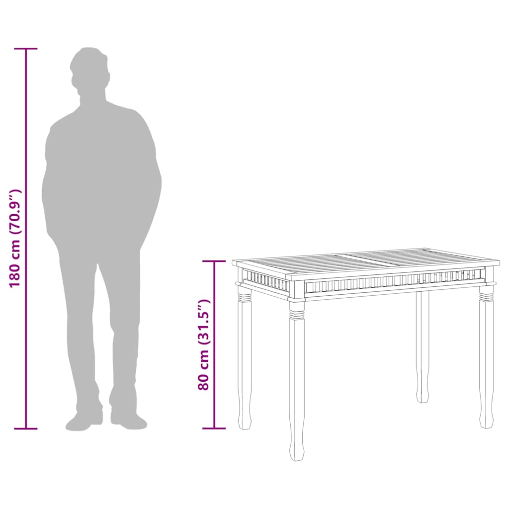 Mesa de jantar para jardim 110x65x80 cm madeira de teca maciça