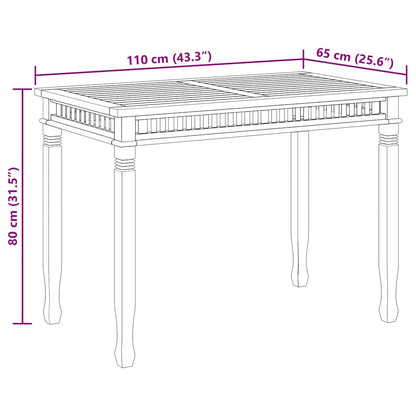 Mesa de jantar para jardim 110x65x80 cm madeira de teca maciça