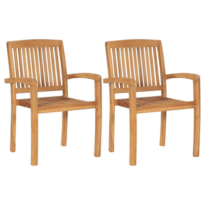 Cadeiras de jantar jardim empiháveis 2 pcs madeira teca maciça