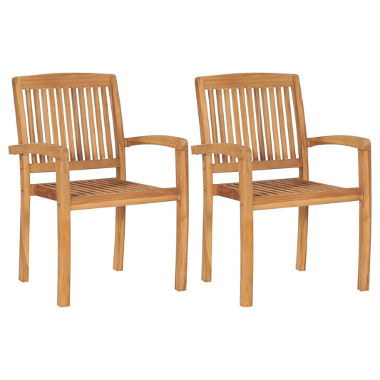 Cadeiras de jantar jardim empiháveis 2 pcs madeira teca maciça