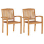 Cadeiras de jantar jardim empiháveis 2 pcs madeira teca maciça