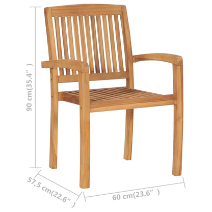 Cadeiras de jantar jardim empiháveis 2 pcs madeira teca maciça