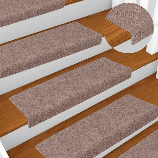 Tapetes de escada autoadesivos 15 peças 65x21x4 cm creme com borda retangular