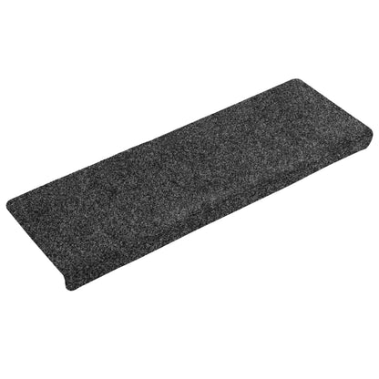 Tapetes de escada autoadesivos 15 peças 65x21x4 cm cinza com borda retangular