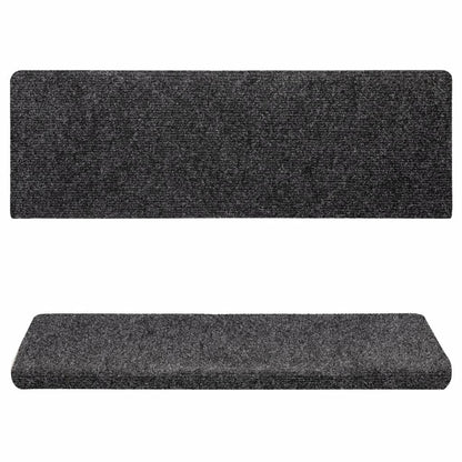 Tapetes de escada autoadesivos 15 peças 65x21x4 cm cinza com borda retangular