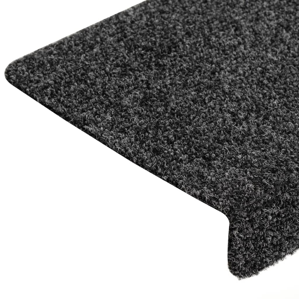 Tapetes de escada autoadesivos 15 peças 65x21x4 cm cinza com borda retangular