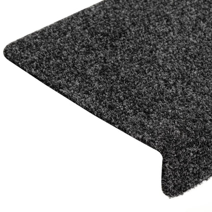 Tapetes de escada autoadesivos 15 peças 65x21x4 cm cinza com borda retangular
