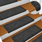 Tapetes de escada autoadesivos 15 peças 65x21x4 cm cinza com borda retangular