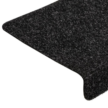 Tapetes de escada autoadesivos 15 peças 65x21x4 cm pretos com borda retangular