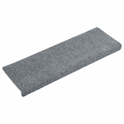 Tapetes de escada autoadesivos 15 peças 65x21x4 cm cinza claro com borda retangular