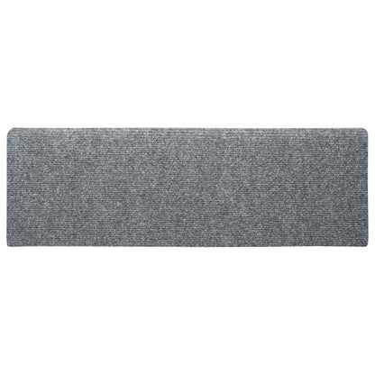 Tapetes de escada autoadesivos 15 peças 65x21x4 cm cinza claro com borda retangular