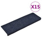 Tapetes de escada autoadesivos 15 peças 65x21x4 cm azul com borda retangular