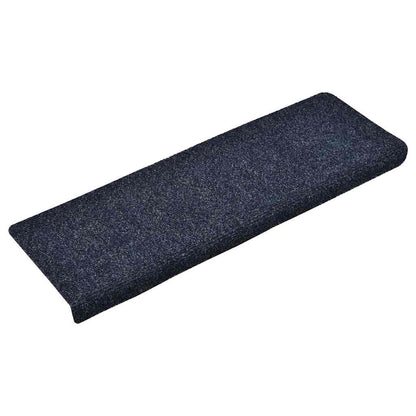 Tapetes de escada autoadesivos 15 peças 65x21x4 cm azul com borda retangular