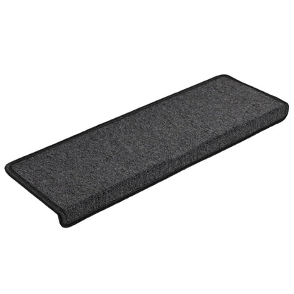 Tapetes de escada 15 peças 65x21x4 cm antracite com borda retangular
