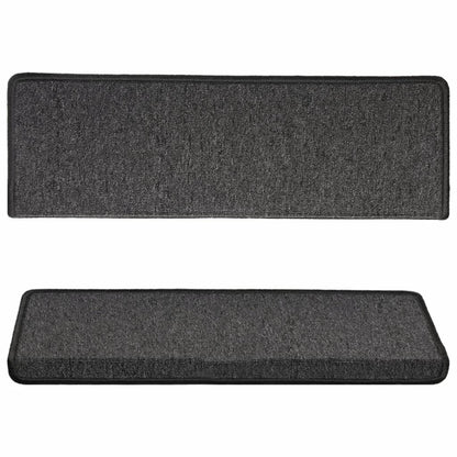 Tapetes de escada 15 peças 65x21x4 cm antracite com borda retangular