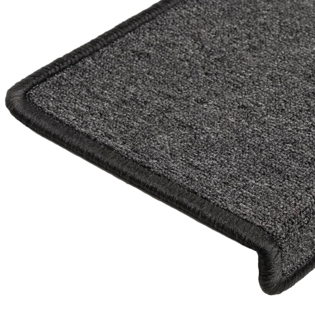 Tapetes de escada 15 peças 65x21x4 cm antracite com borda retangular