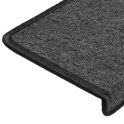 Tapetes de escada 15 peças 65x21x4 cm antracite com borda retangular