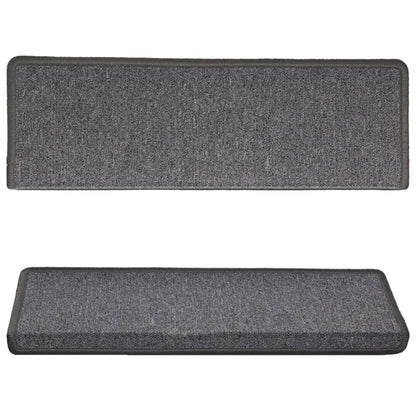 Tapetes de escada 15 peças 65x21x4 cm cinza escuro com borda retangular