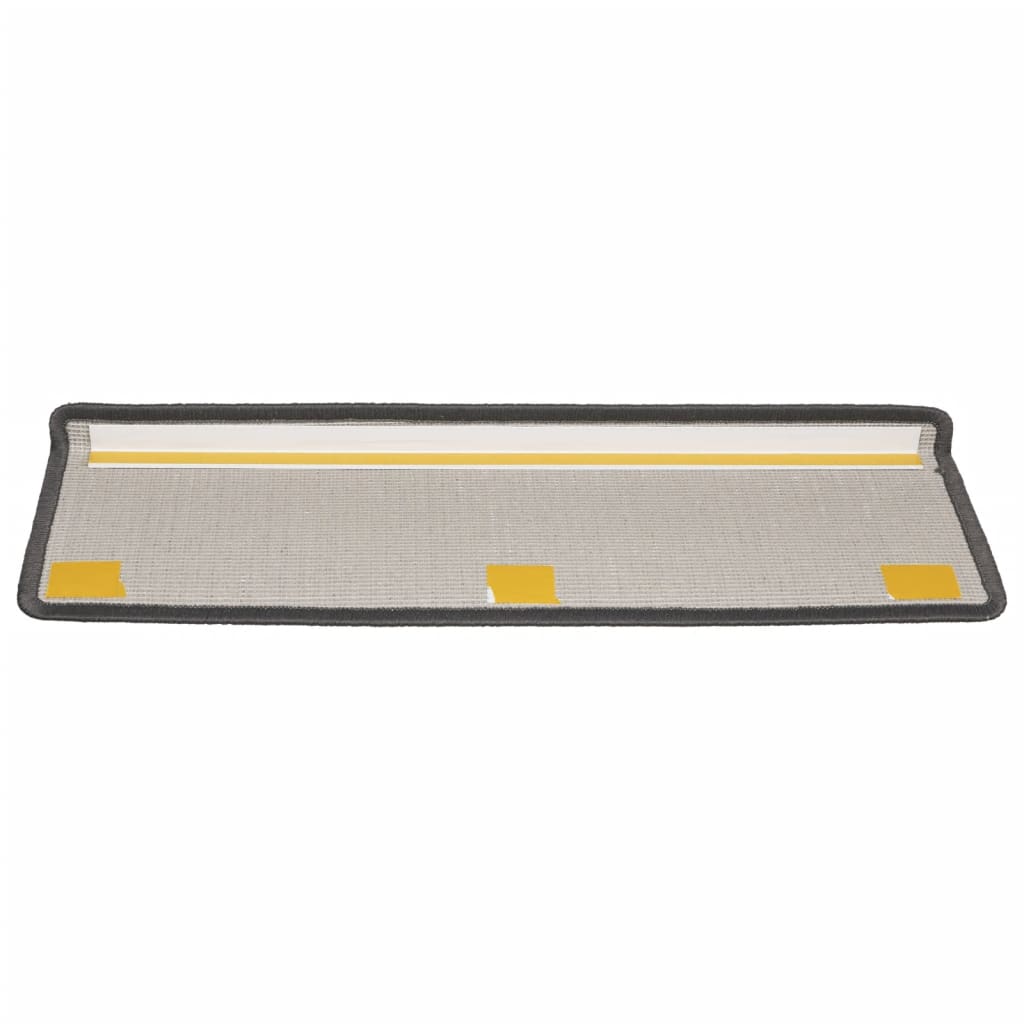 Tapetes de escada 15 peças 65x21x4 cm cinza escuro com borda retangular