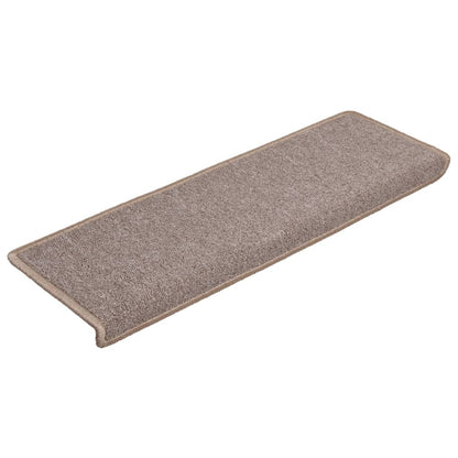 Tapetes de escada 15 peças 65x21x4 cm marrom claro com borda retangular