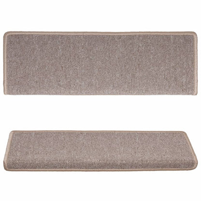 Tapetes de escada 15 peças 65x21x4 cm marrom claro com borda retangular