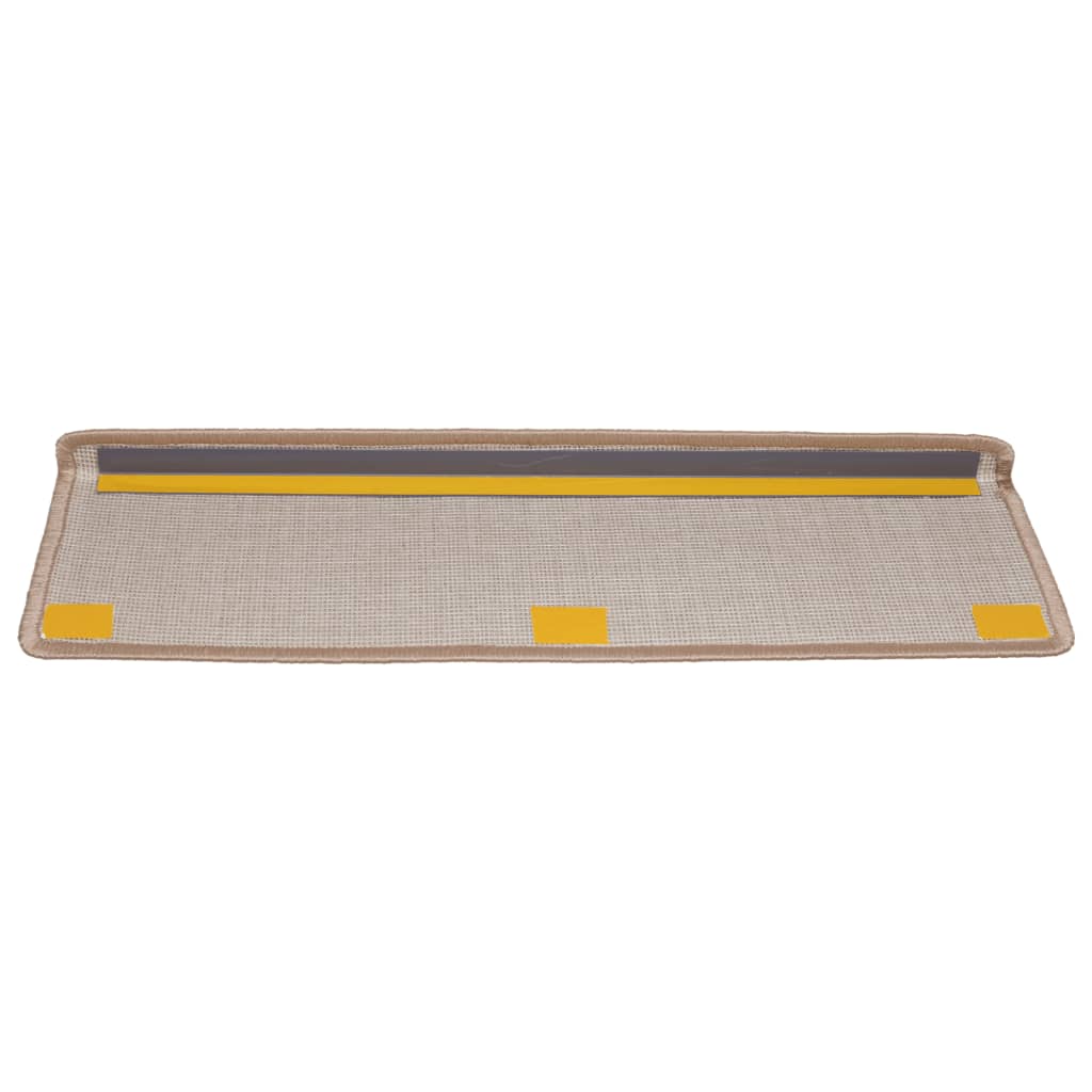 Tapetes de escada 15 peças 65x21x4 cm marrom claro com borda retangular