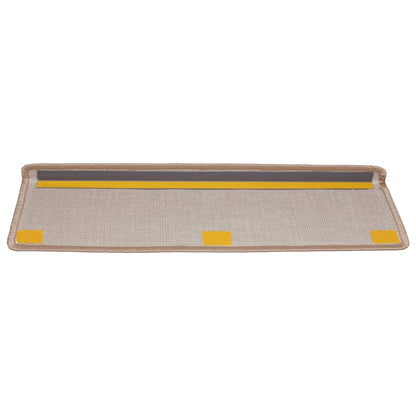 Tapetes de escada 15 peças 65x21x4 cm marrom claro com borda retangular