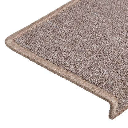 Tapetes de escada 15 peças 65x21x4 cm marrom claro com borda retangular