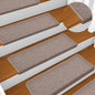 Tapetes de escada 15 peças 65x21x4 cm marrom claro com borda retangular